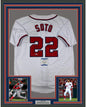 Framed Autographed/Signed Juan Soto 35x39 Washington White Baseball Jersey Beckett BAS COA