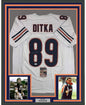 Framed Autographed/Signed Mike Ditka 35x39 Chicago White Football Jersey JSA COA