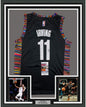 Framed Autographed/Signed Kyrie Irving 35x39 Brooklyn Black City Basketball Jersey JSA COA