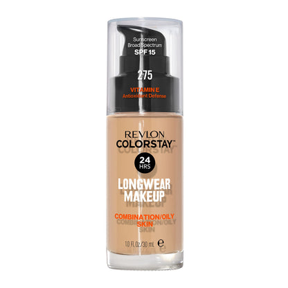 Revlon Liquid Foundation, ColorStay Face Makeup for Combination & Oily Skin, SPF 15, Medium-Full Coverage with Matte Finish, 180 Sand Beige, 1 Fl Oz