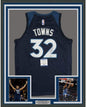 Framed Autographed/Signed Karl-Anthony Towns 35x39 Minnesota Blue Basketball Jersey Beckett BAS COA