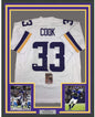 Framed Autographed/Signed Dalvin Cook 35x39 Minnesota White Football Jersey JSA COA
