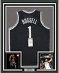 Framed Autographed/Signed D'Angelo Russell 35x39 Brooklyn Black Basketball Jersey JSA COA