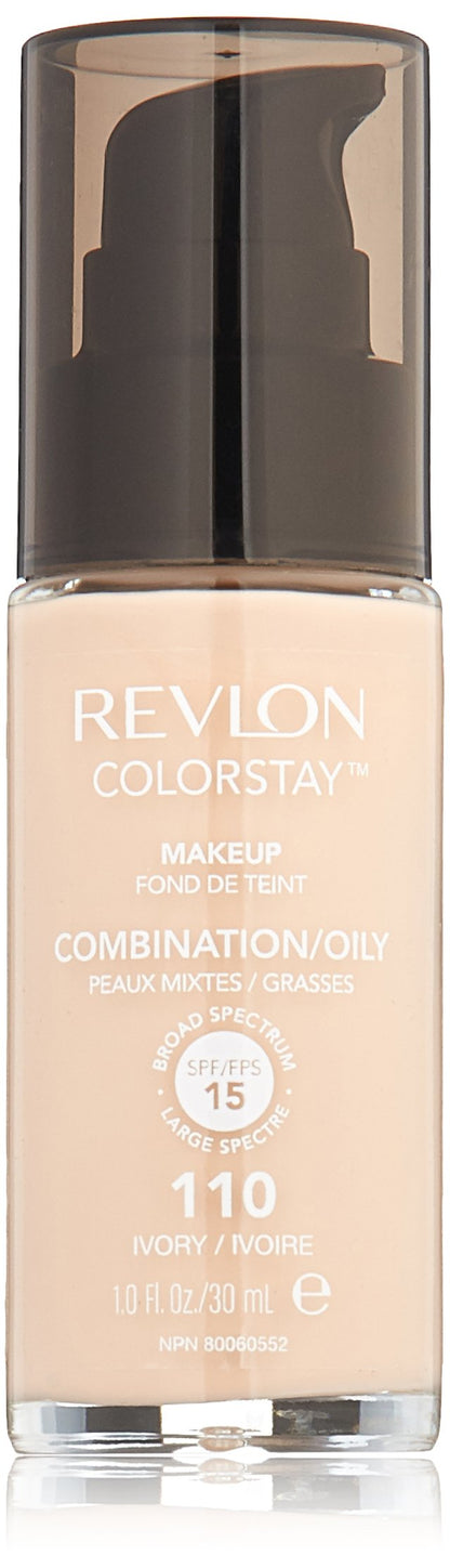 Revlon Liquid Foundation, ColorStay Face Makeup for Combination & Oily Skin, SPF 15, Medium-Full Coverage with Matte Finish, 180 Sand Beige, 1 Fl Oz