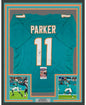 Framed Autographed/Signed Devante Parker 35x39 Miami Teal Football Jersey JSA COA