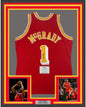 Framed Autographed/Signed Tracy McGrady 35x39 Houston Rockets Red Authentic Swingman Mitchell & Ness Basketball Jersey Fanatics COA