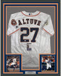 Framed Autographed/Signed Jose Altuve 35x39 Houston White Baseball Jersey JSA COA