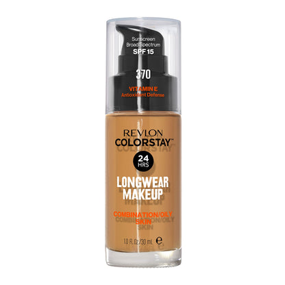Revlon Liquid Foundation, ColorStay Face Makeup for Combination & Oily Skin, SPF 15, Medium-Full Coverage with Matte Finish, 180 Sand Beige, 1 Fl Oz