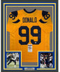 Framed Autographed/Signed Aaron Donald 35x39 Los Angeles LA Yellow Color Rush Football Jersey JSA COA