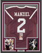 Framed Autographed/Signed Johnny FN Football Manziel 35x39 Texas A&M Maroon College Jersey JSA COA