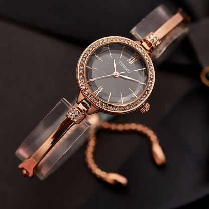 TIME100 Women's Bracelet Watches Ladies Quartz Wrist Watch with Green Dial Bezel with Crystals in Movement Bracelet Strap with Diamonds Waterproof