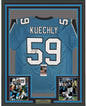 Framed Autographed/Signed Luke Kuechly 35x39 Carolina Blue Football Jersey JSA COA