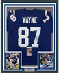 Framed Autographed/Signed Reggie Wayne 35x39 Indianapolis Blue Football Jersey JSA COA