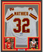 Framed Autographed/Signed Tyrann Mathieu 35x39 Kansas City White Football Jersey PSA/DNA COA