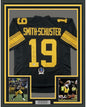 Framed Autographed/Signed JuJu Smith-Schuster 35x39 Pittsburgh Color Rush Football Jersey Beckett BAS COA