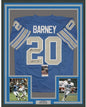 Framed Autographed/Signed Lem Barney HOF 92 35x39 Detroit Blue Football Jersey JSA COA