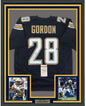 Framed Autographed/Signed Melvin Gordon 35x39 Los Angeles LA Dark Blue Football Jersey JSA COA
