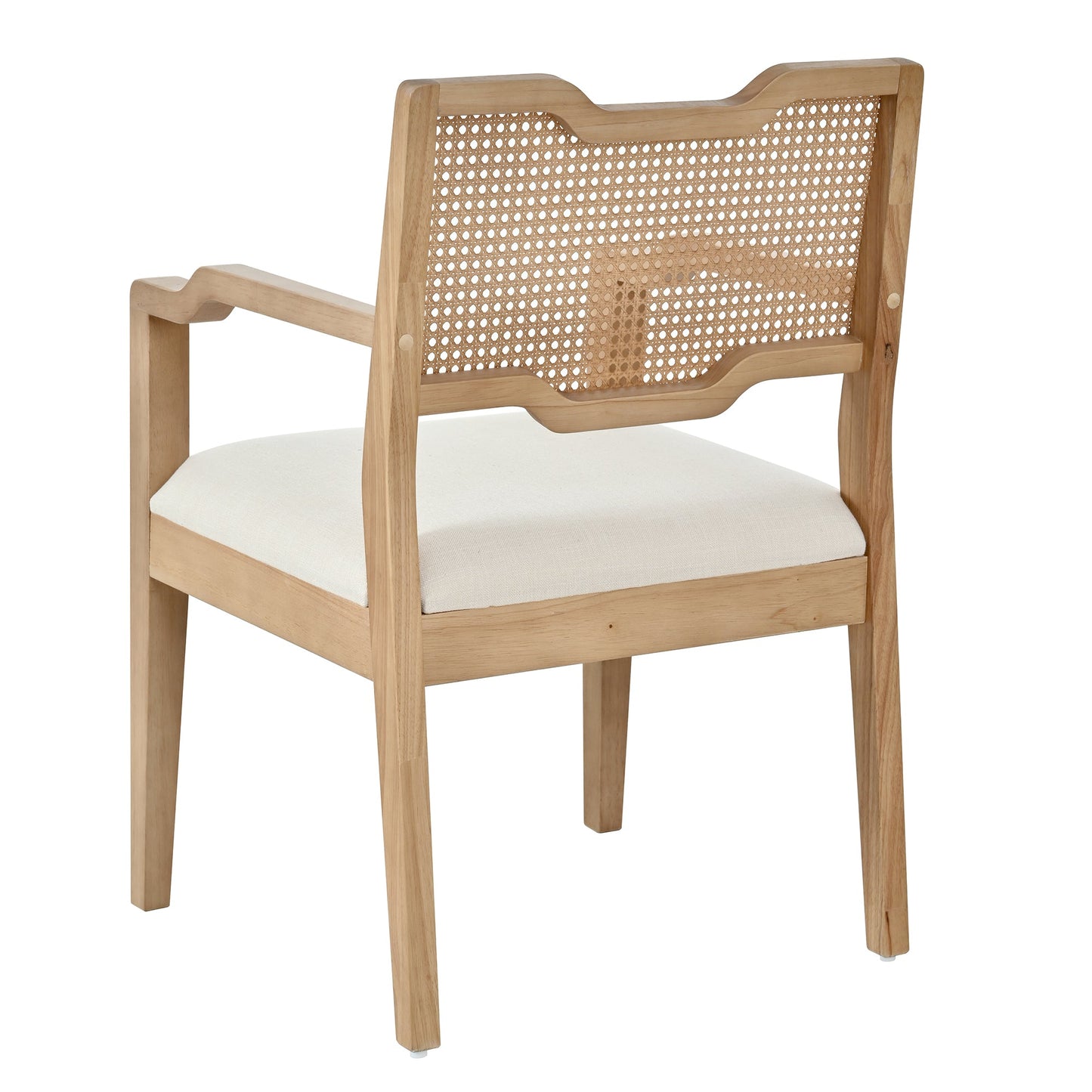 Farmhouse Dining Chairs Set of 2 with Upholstered Seats and Rattan Backrest