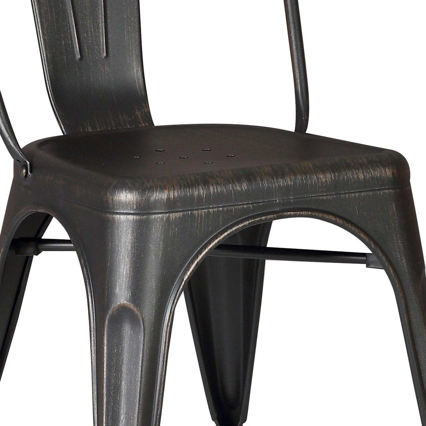 Set of 4 Stackable Metal Dining Chairs, Modern Industrial Slat Back