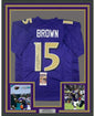 Framed Autographed/Signed Marquise Brown 35x39 Baltimore Color Rush Football Jersey JSA COA