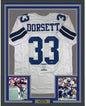 Framed Autographed/Signed Tony Dorsett 35x39 Dallas White Football Jersey Beckett BAS COA