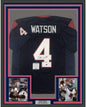Framed Autographed/Signed Deshaun Watson 35x39 Houston Blue Football Jersey Beckett BAS COA