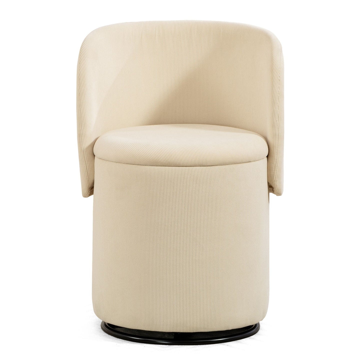 Barrel Chair, Built In Storage, 360° Swivel - Beige