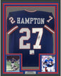 Framed Autographed/Signed Rodney Hampton 35x39 New York Blue Football Jersey PSA/DNA COA