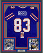 Framed Autographed/Signed Andre Reed HOF 14 35x39 Buffalo Blue Football Jersey JSA COA