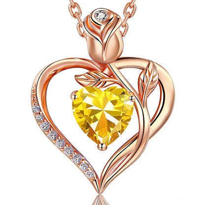 Women's Heart Pendant Necklace – 1.2CT Moissanite or Lab-Grown Sapphire, Ruby & Emerald