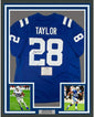Framed Autographed/Signed Jonathan Taylor 35x39 Indianapolis Colts Blue Nike Game Football Jersey Fanatics COA