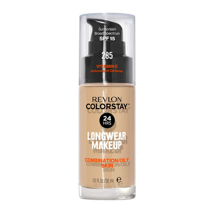 Revlon Liquid Foundation, ColorStay Face Makeup for Combination & Oily Skin, SPF 15, Medium-Full Coverage with Matte Finish, 180 Sand Beige, 1 Fl Oz