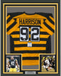 Framed Autographed/Signed James Harrison 35x39 Pittsburgh Bumble Bee Football Jersey Beckett BAS COA