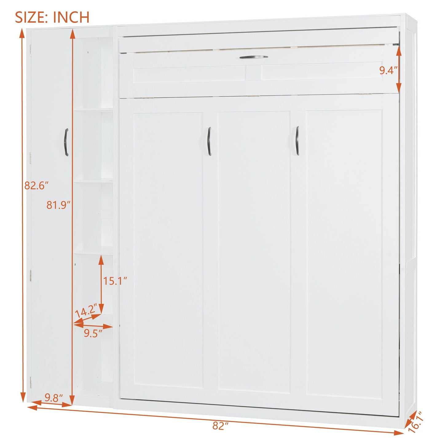 Murphy Wall Bed With Shelves, Wardrobe And LED Lights