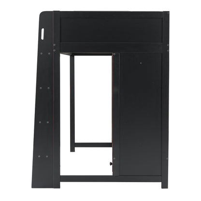 Gaming Loft Bed With Built In Desk, Wardrobe, LED Lighting And Drawer