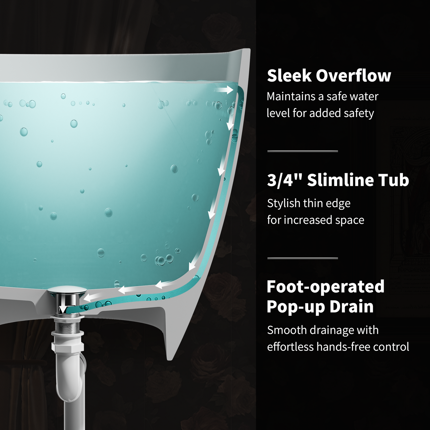 59" Freestanding Solid Surface Bathtub