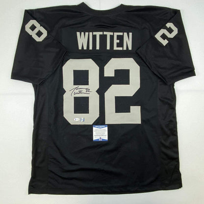 Autographed/Signed Jason Witten Las Vegas Oakland Black Football Jersey Beckett BAS COA