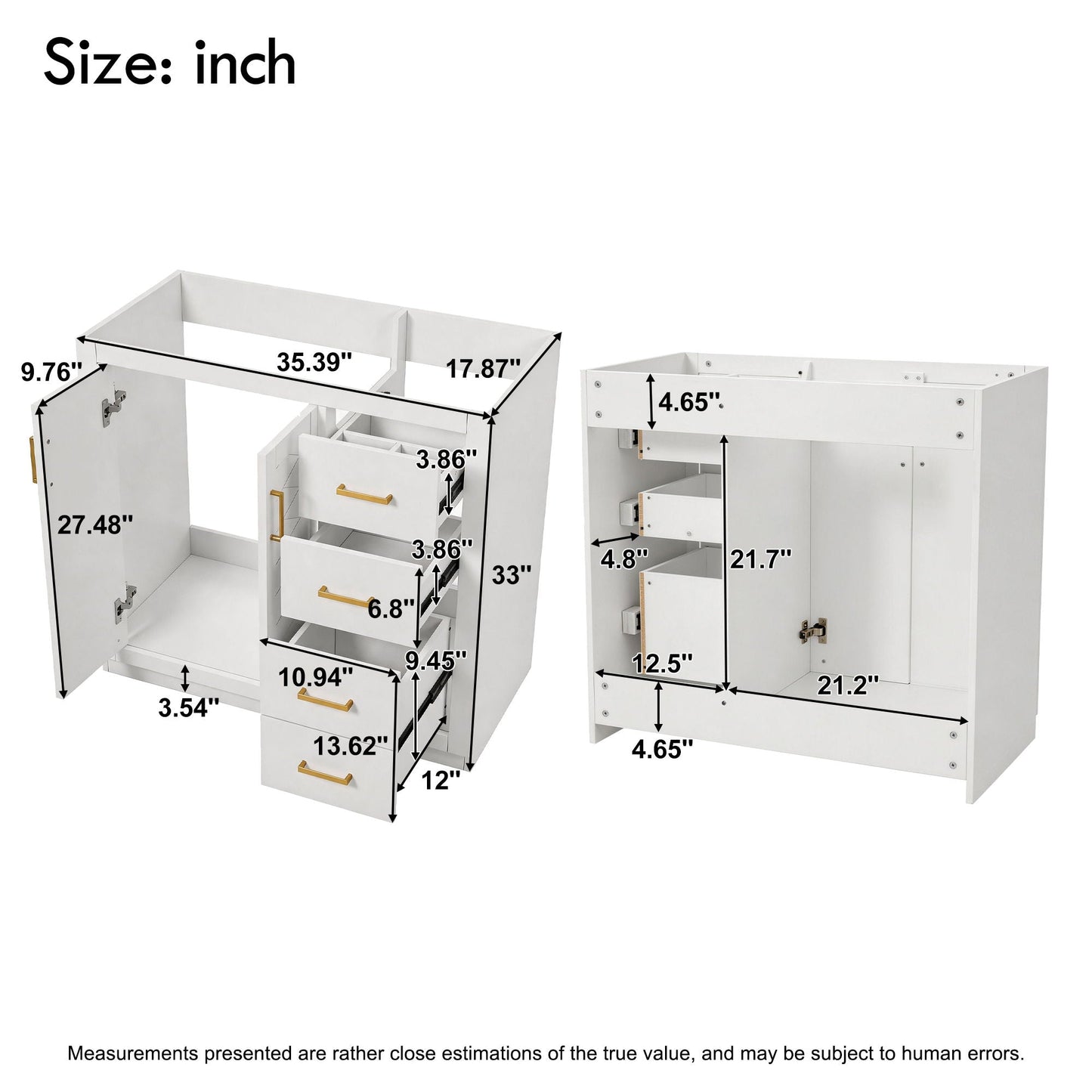 Retro Style Bathroom Vanity, 3 Drawers & Soft Closing Doors