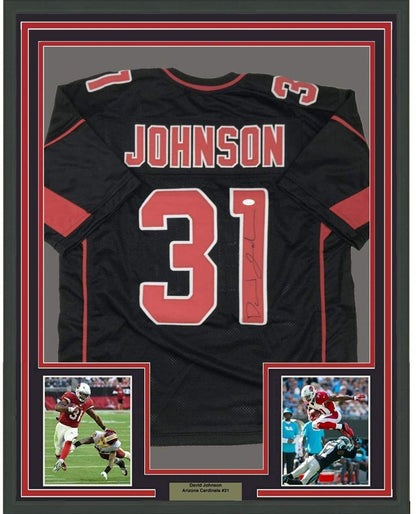 Framed Autographed/Signed David Johnson 35x39 Arizona Color Rush Football Jersey JSA COA Holo Only