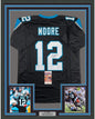 Framed Autographed/Signed DJ D.J. Moore 35x39 Carolina Black Football Jersey JSA COA