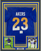 Framed Autographed/Signed Cam Akers 35x39 Los Angeles LA Blue Football Jersey Beckett BAS COA