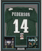 Framed Autographed/Signed Doug Pederson SB LII 35x39 Philadelphia Green Football Jersey JSA COA