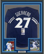 Framed Autographed/Signed Vladimir Vlad Guerrero Jr. 35x39 Toronto Blue Baseball Jersey JSA COA