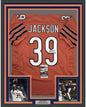 Framed Autographed/Signed Eddie Jackson 35x39 Chicago Orange Football Jersey JSA COA