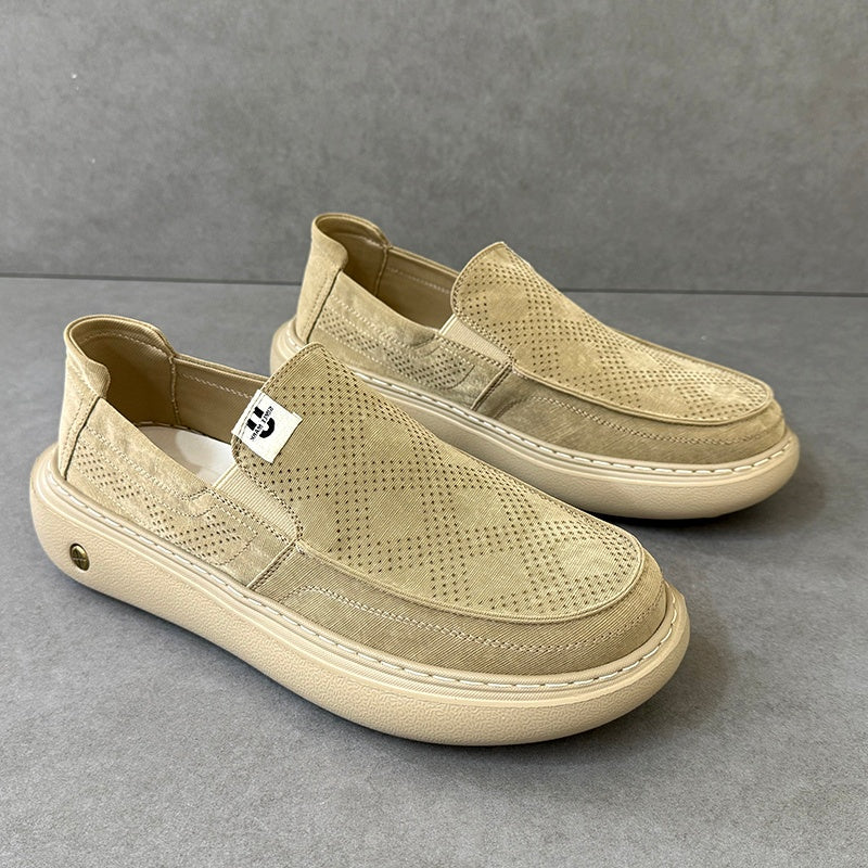 New Summer Men's Canvas Shoes, Thick Sole Light Skate Shoes, Wide Toe Casual Sneakers