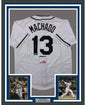 Framed Autographed/Signed Manny Machado 35x39 San Diego White Baseball Jersey Beckett BAS COA #2