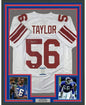 Framed Autographed/Signed Lawrence Taylor 35x39 New York White Football Jersey Beckett BAS COA