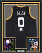 Framed Autographed/Signed Muggsy Bogues 35x39 Alien Space Jam Monstars Black Basketball Jersey PSA/DNA COA