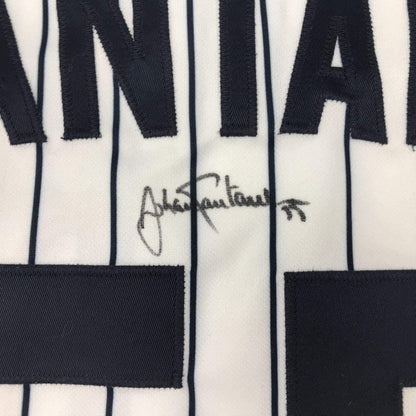Framed Autographed/Signed Johan Santana 35x39 Minnesota Pinstripe Baseball Jersey Beckett BAS COA