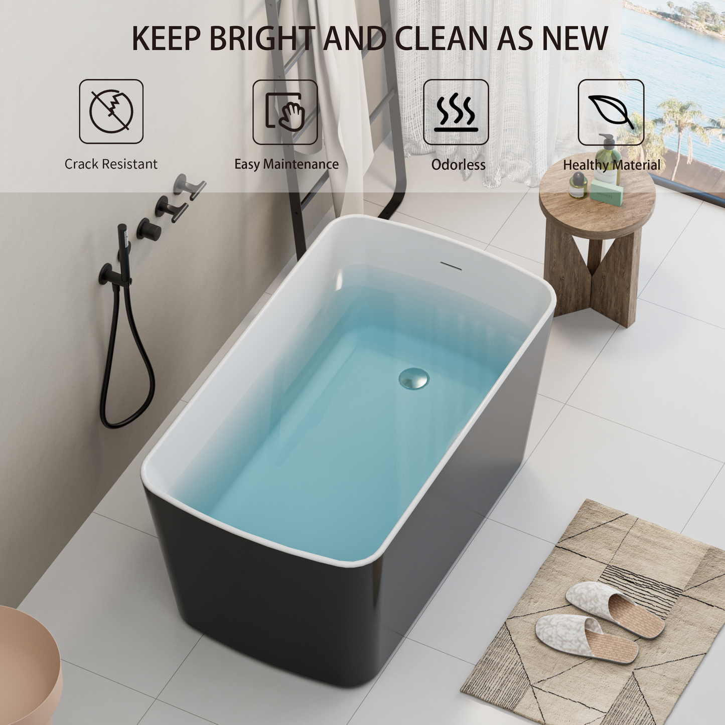 49'' Acrylic Freestanding Soaking Bathtub